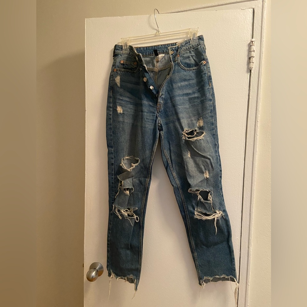 Ripped high waist denim